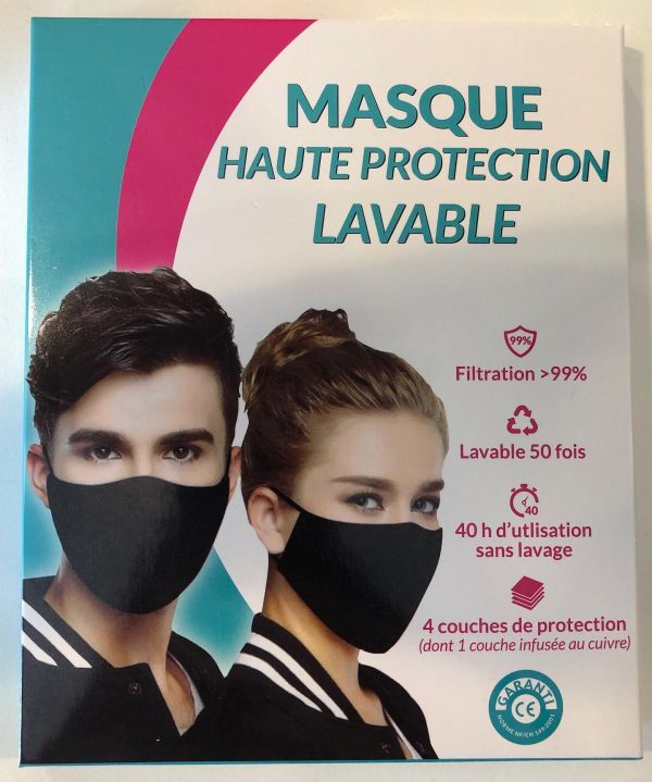 Masque Haute Protection avec couche de cuivre, lavable 50 fois !