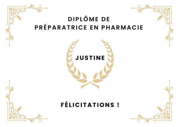 🎓 Félicitations Justine pour l’obtention de ton diplôme ! 👏✨