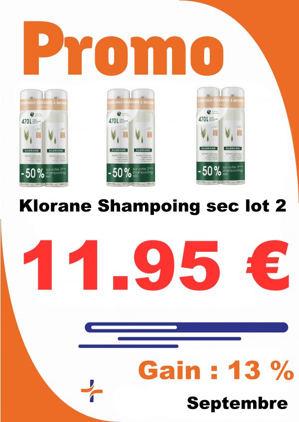 Klorane Shampoing sec lot de 2